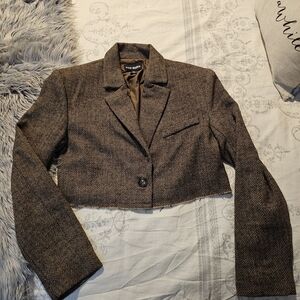 Brown Herringbone Women's Blazer